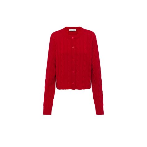 miu miu cardigan rose|Red Cashmere Cardigan .